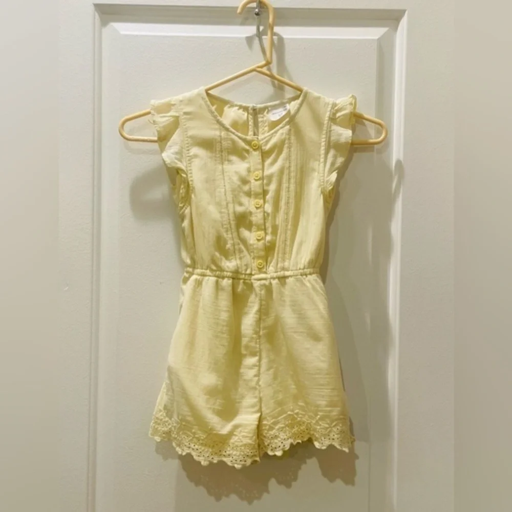 Abercrombie Kids Yellow Button-Up Romper with Eyelet Trim